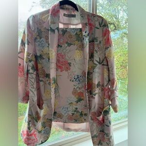 Pink flower blazer and culotte set-ASOS